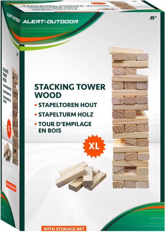 ALERT Vang en werpspel Houten Stapeltoren XL - Multicolor - Hout - 5 kg