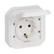 LEGRAND, Plexo 069869L Opzetstuk voor vochtige ruimtes, Schuko-standaard, inclusief klapdeksel, aanraakbeveiliging, installatie met schroefklemmen, 16 ampère, 250 volt, IP44 - IK07, kleur: wit