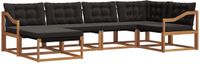 vidaXL - Hoek loungeset - 1 zitplek - Massief Acacia Hout - Naturel en zwart