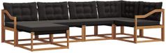 vidaXL - Ensemble de salon d'angle - 1 place assise - Acacia massif - Naturel et noir