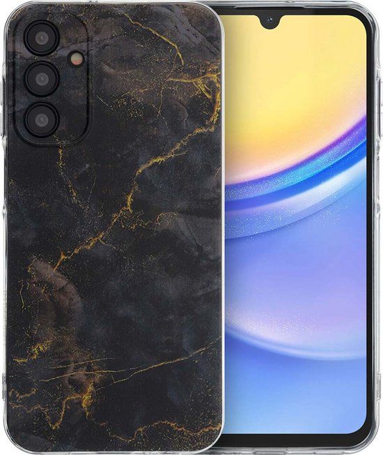 iMoshion Hoesje Samsung Galaxy A15 (5G/4G) - Siliconen Back Cover - Black Marble