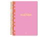 Liderpapel Schoolagenda 25-26, spiraalbinding, klassiek, roze, diapagine, A5, tweetalig, FSC, 70 g.