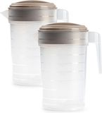 Plasticforte Carafe à eau - 3x - 2L - beige/transparent - avec couvercle - plastique - verseuse