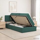 vidaXL LED opbergbed met matras Donkergroen 100 x 200 cm Fluweel