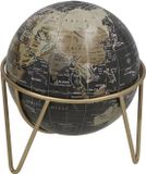 Gerimport Decoratie Wereldbol / globe - zwart - D17 x H20 cm - topografie