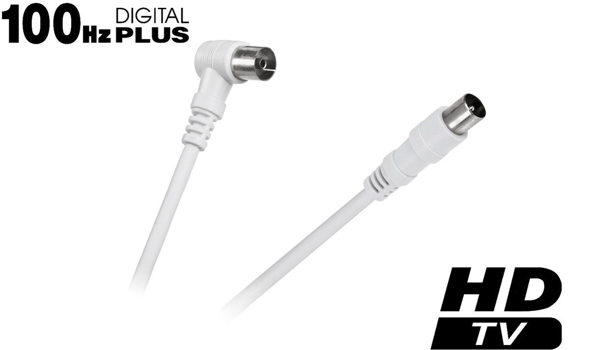 Cable Tech Coax antenne aansluitkabel 10 meter wit 100Hz HDTV incl. Ferriet filters Geschikt voor TV-VIDEO-SATELIET-RADIO