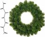 Krans groen 45 cm inclusief verlichting gekleurd