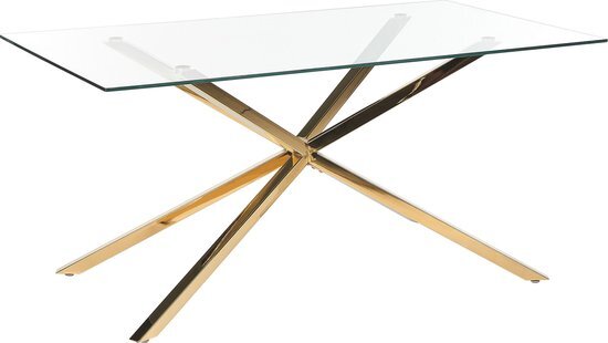 CORA - Eettafel - Goud - 160 x 90 cm - Glas