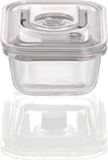 CASO VacuBoxx ES - hoekig 370 ml - extreem stabiele vacuümcontainer van borosilicaatglas, BPA-vrij, hittebestendig, vaatwasmachinebestendig, geschikt voor vriezer, smaakneutraal, nauwkeurige datuminstelling