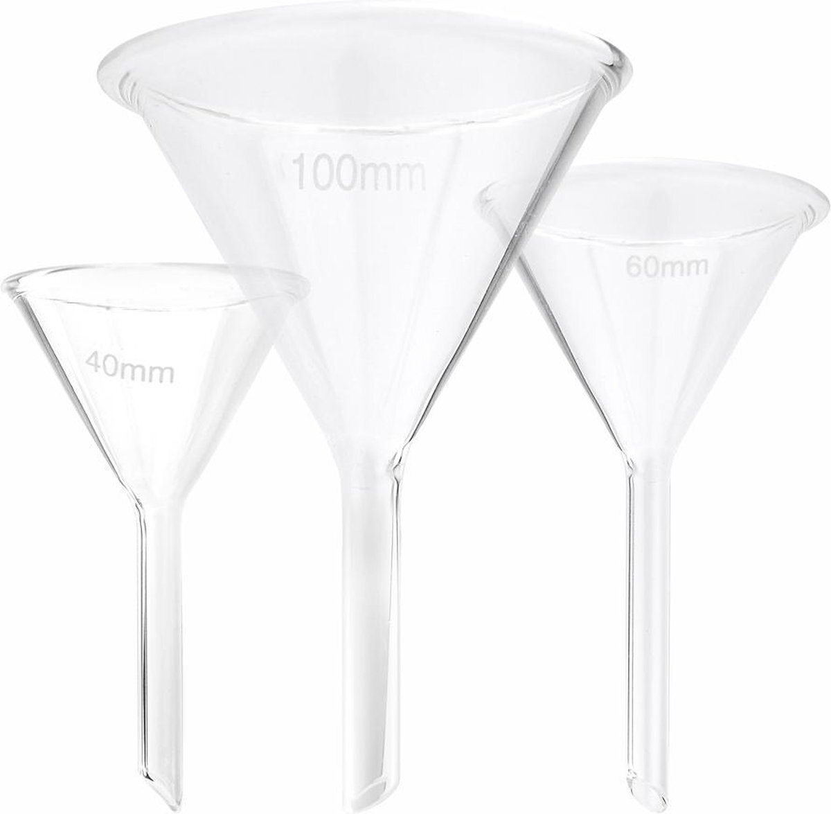 EsProducts Glazen Trechter van hoogwaardig Borosilicaatglas voor Hoge temparaturen chemisch bestendig Labatorium kwaliteit 4 cm