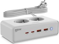 Voomy 65W Stekkerdoos - 2 USB-C & 2 USB-A Poorten - 2 Stopcontacten - Wit