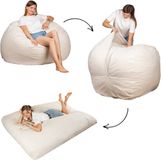 Bananair - Zitzak matras 2-in-1 - Gigantisch poef bed - Gebroken wit