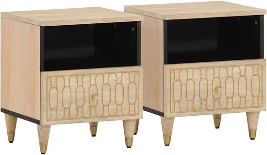 vidaXL Nachtkastjes 2 stuks massief mangohout 40x33x46 cm