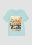 s.Oliver T-shirt met print - blauw Jongens Katoen Ronde hals Printopdruk - maat 116/122