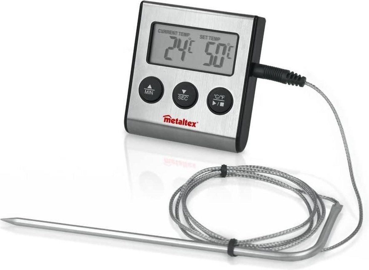 Metaltex kookthermometer digitaal 100 cm RVS zilver