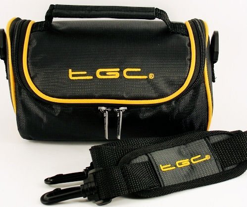 TGC ® Camera Case voor Lomographic LOMO Kompakt Automat met schouderriem en draaggreep, Jet black & Sunshine Yellow