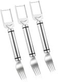 Sans marque Fourchette 2 en 1 pour pastèque - 3 pièces - Coupe-pastèque - Acier inoxydable - Argent