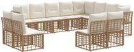 vidaXL - Extérieur - canapé - ensemble - Naturel - et - Crème - Blanc - Polyester
