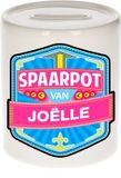 Bellatio Decorations Kinder spaarpot met naam - Joelle - keramiek - met dop - wit