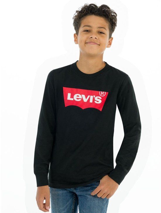 Levi's® Kids Batwing T-shirt Met Lange Mouwen Zwart 5 Years Jongens, Meisjes