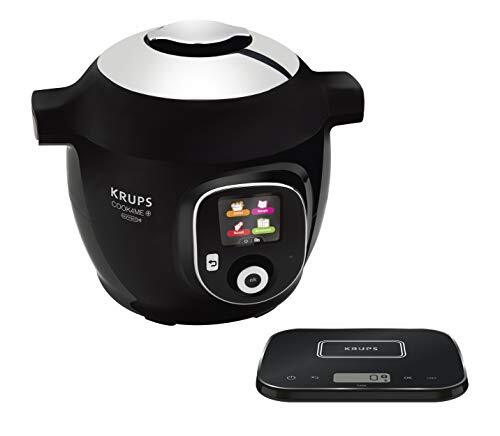 Krups CZ8568 Cook4Me+ Gramez multikoker incl. netwerk keukenweegschaal, (1600 watt, 6 kookniveaus, inhoud: 6 liter, compatibel met de Cook4Me app) zwart/grijs