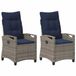 vidaXL Tuinstoel - 2 stuks - Grijs en Marineblauw - Staal en Polyester