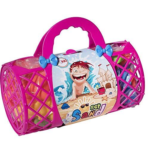 Toys 4 U 3055 Strand- en zandbox, speelset met unieke krab, schelp-U strandspeelgoed, megapack groot, roze