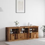 vidaXL Dressoir met LED-verlichting Antiek hout 181,5 x 37 x 67 cm uit houtvezel