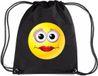 Bellatio Decorations Nylon emoticon diva rugzak/ sporttas zwart met rijgkoord