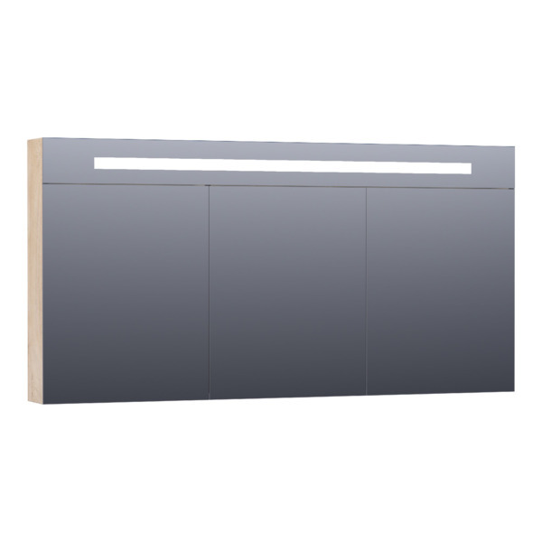 Saniclass Double face spiegelkast 140x70x15cm verlichting geintegreerd rechthoek 3 draaideuren Sahara MFC 7373