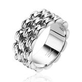 Zinzi Mart Visser by ZINZI zilveren brede schakel ring 8mm breed MVR22