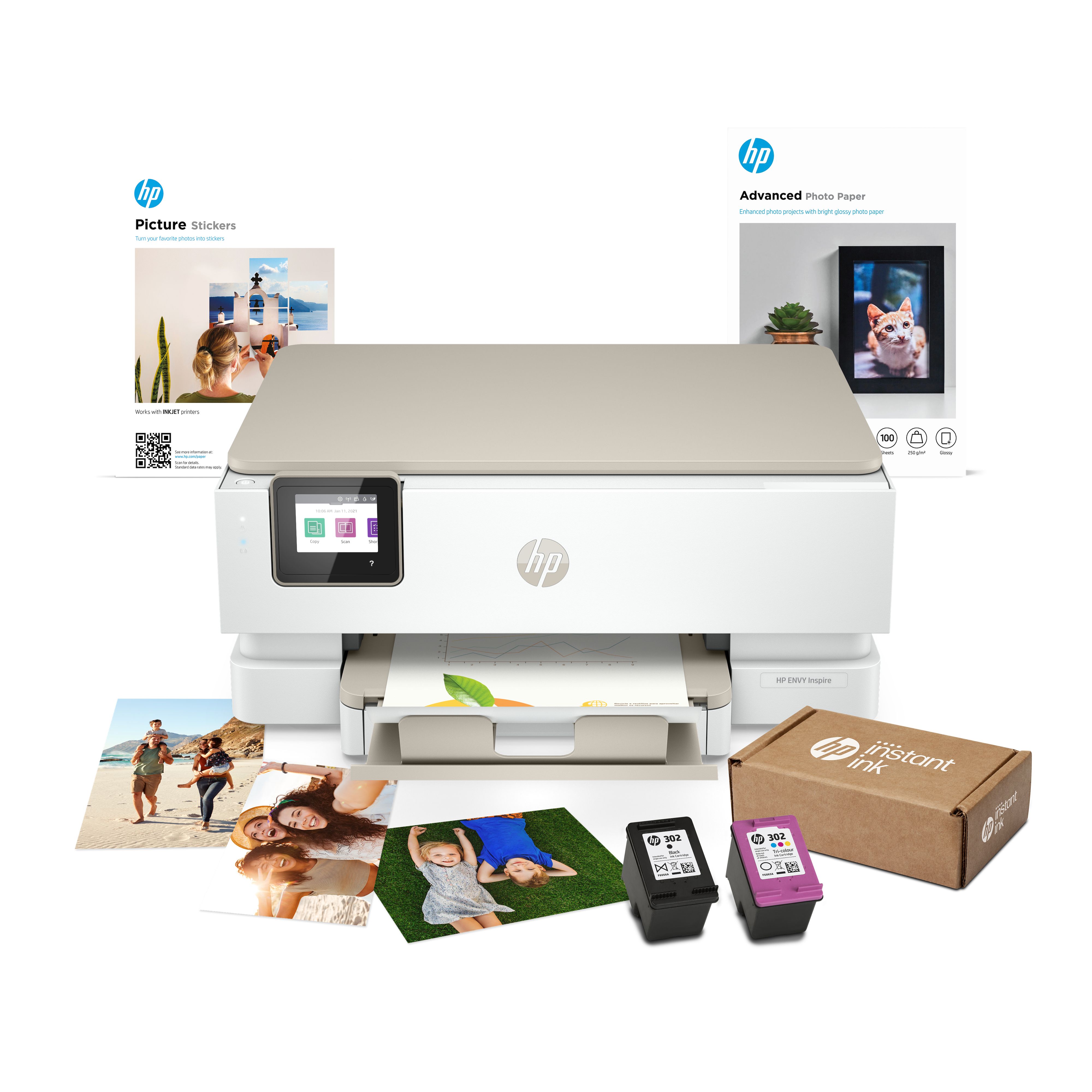 HP Envy Inspire 7220e Creator Bundle - Inkjet Fotoprinter - Wifi - Geschikt voor Instant Ink - Beige