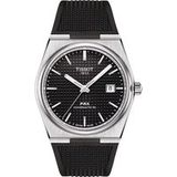 Tissot Mens PRX Powermatic 80 316L roestvrij stalen kast Automatische horloges, Zwart, Rubber, 12 (T1374071705100), Zwart, Modern