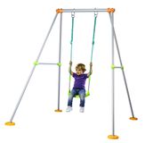 Smoby Altalena Plus Baby Swing Set - Green, Grey, Orange - Metal Frame - 1.5+ Years