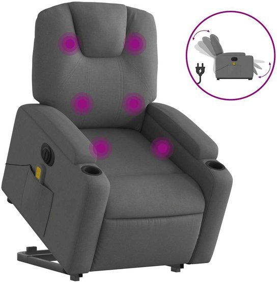 vidaXL Sta-op-massagestoel elektrisch verstelbaar stof donkergrijs