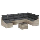 vidaXL Tuinbank Set Lichtgrijs Polyrattan