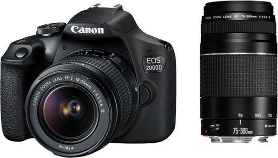 Canon EOS 2000D 18-55mm DC + 75-300mm DC zwart