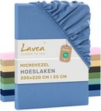 Lavea® Hoeslaken 200x220 cm Lichtblauw