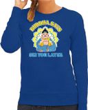 Bellatio Decorations Apres ski sweater voor dames - Buddha says ski you later - blauw - wintersport XS