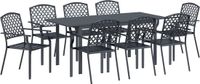 vidaXL Tuin Eettafel Set 9-delig Antraciet Poedergecoat Staal
