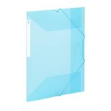 Viquel - Opbergmap met 3 kleppen van kunststof met grote capaciteit - A4 ordnerbox met identificatielabel - Doorschijnend blauw