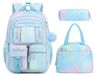 Sac d'école pour filles, set avec sac à lunch et trousse, bleu
