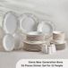 Service de table 56 pièces, service pour 12 personnes, rond, vaisselle combinée, vaisselle en porcelaine blanche, assiettes creuses avec assiettes plates