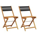 VidaXL Tuinstoel Terras Acaciahout Zwart