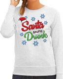 Bellatio Decorations Shoppartners Bv Foute kersttrui / sweater Santa is a little drunk grijs voor dames - kerstkleding / christmas outfit M