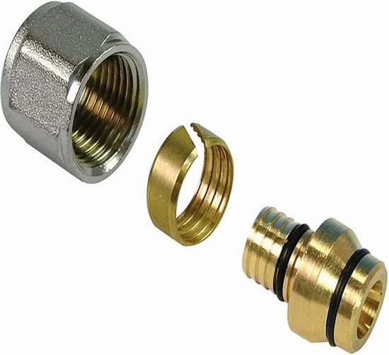 Henco NL klemkoppeling 3-delig messing knel 22x20mm (2 Stuks)