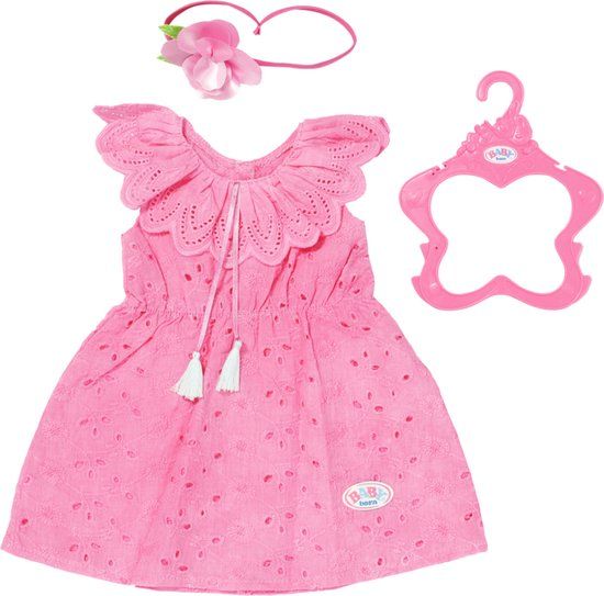 BABY born Trendy Bloemenjurk - Poppenkleding 43 cm - Roze