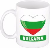 Bellatio Decorations Hartjes vlag Bulgarije mok koffie - beker drinken - wit - 300 ml