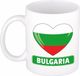 Bellatio Decorations Hartjes vlag Bulgarije mok koffie - beker drinken - wit - 300 ml