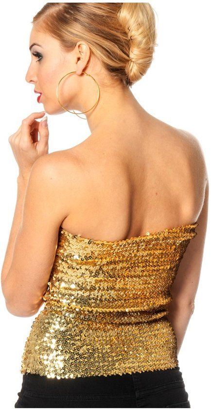 Feestbeest.nl Top/rok pailletten Goud - 8714438595718